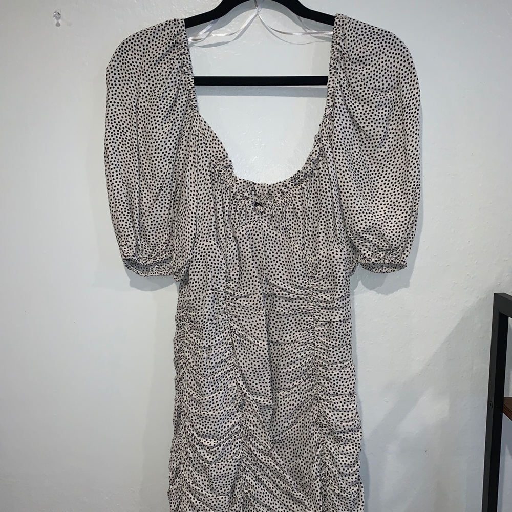 Ruched polka dot dress